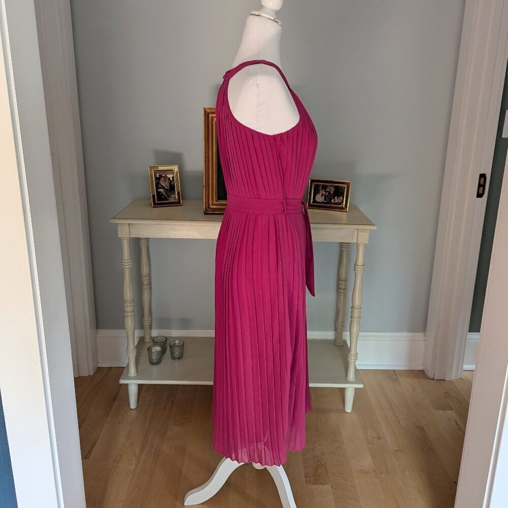 Club L London Pink Pleated Women's Midi Dress Semi Formal Size 4 - Picture 8 of 11